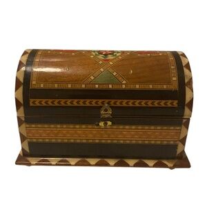 Vintage 1900’s Spainish Handcrafted Inlaid Wood  Jewelry Box